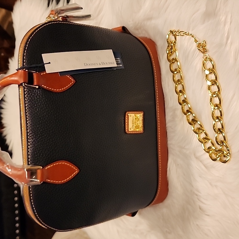 Dooney & Bourke Pebble Leather Satchel, Color Midnight Blue NWT